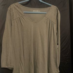 Eddie Bauer Olive Green Women’s Long Sleeve Blouse Size Large